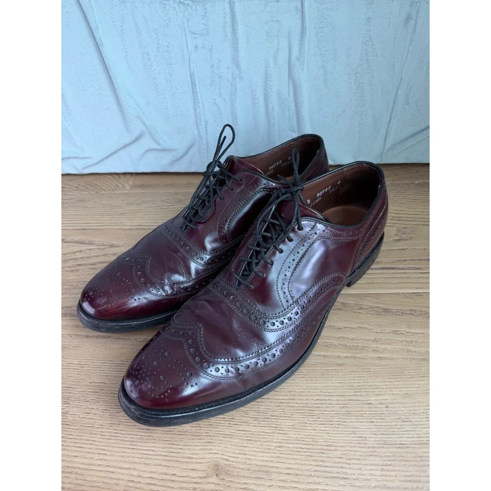 Allen Edmonds McAllister Merlot Oxblood Wingtip Oxford Dress Shoes Sz 10.5 B